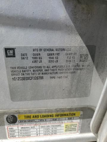 1G1ZC5E0XCF326788 - 2012 CHEVROLET MALIBU 1LT 银色 照片 12