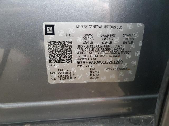 5GAEVAKWXJJ261289 - 2018 BUICK ENCLAVE ESSENCE ნაცრისფერი ფოტო 14