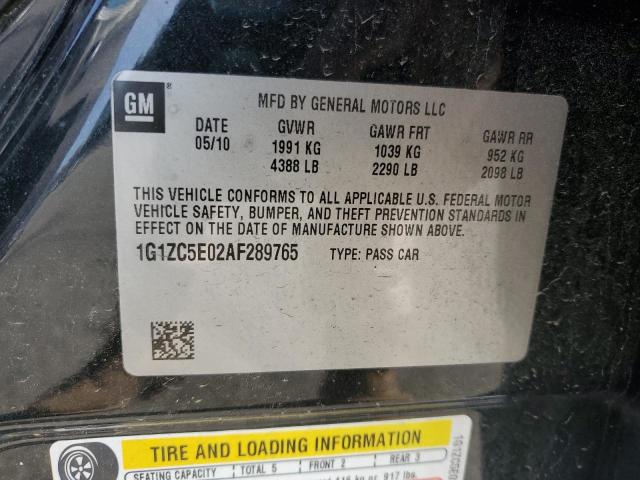 1G1ZC5E02AF289765 - 2010 CHEVROLET MALIBU 1LT BLACK photo 12