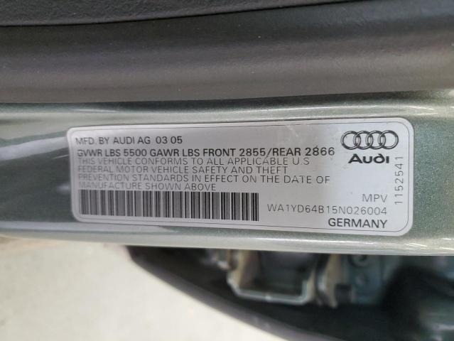 WA1YD64B15N026004 - 2005 AUDI ALLROAD GREEN photo 12