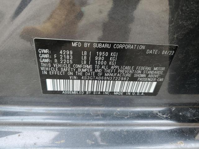 4S3GTAB68N3722982 - 2022 SUBARU IMPREZA GRAY photo 12