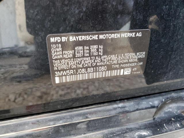 3MW5R1J08L8B11080 - 2020 BMW 330I BLACK photo 12