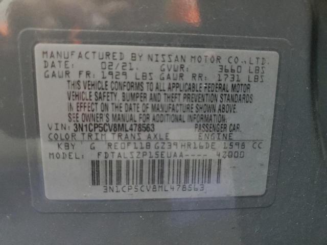 3N1CP5CV8ML478563 - 2021 NISSAN KICKS SV GRAY photo 13