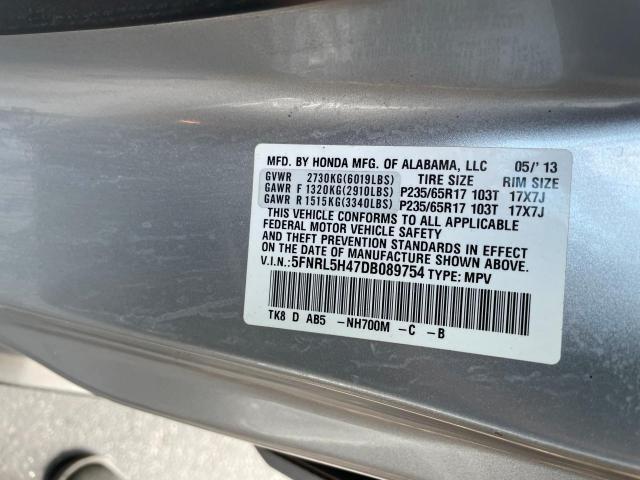 5FNRL5H47DB089754 - 2013 HONDA ODYSSEY EX SILVER photo 10