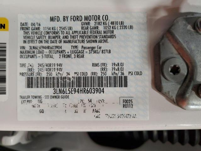3LN6L5E94HR603904 - 2017 LINCOLN MKZ RESERVE თეთრი ფოტო 13