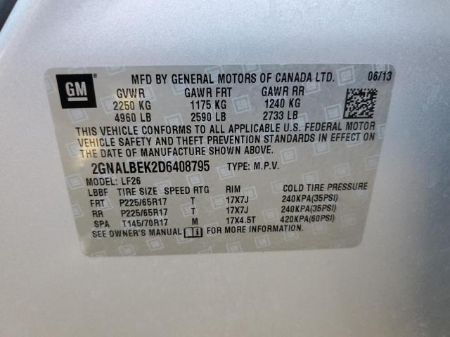 2GNALBEK2D6408795 - 2013 CHEVROLET EQUINOX LS SILVER photo 13