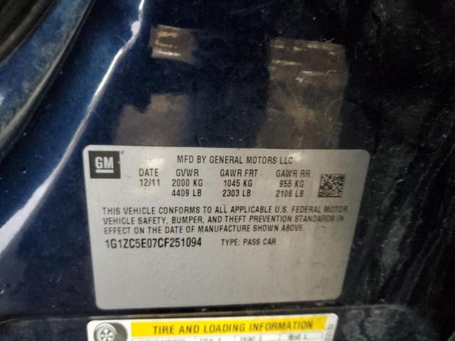 1G1ZC5E07CF251094 - 2012 CHEVROLET MALIBU 1LT 蓝色 照片 12