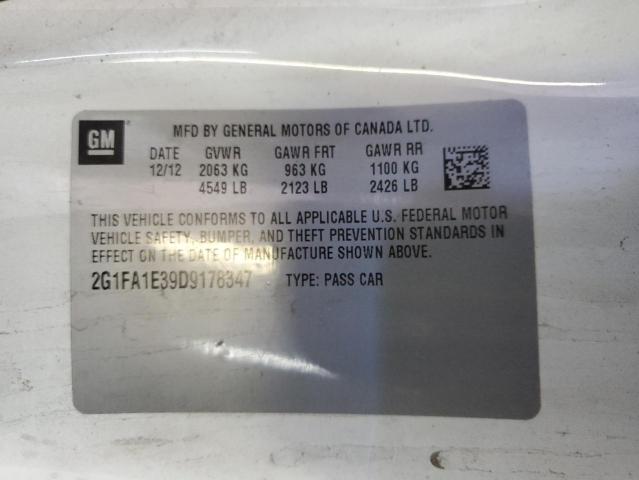 2G1FA1E39D9178347 - 2013 CHEVROLET CAMARO LS WHITE photo 13