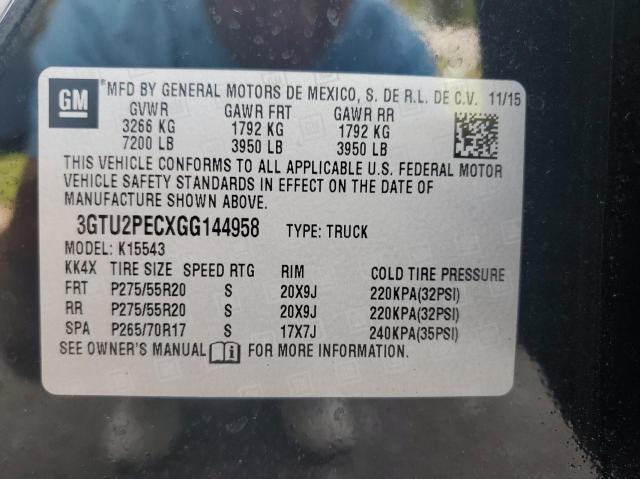 3GTU2PECXGG144958 - 2016 GMC SIERRA K1500 DENALI BLACK photo 10