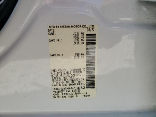1N4BL4CW5NN423082 - 2022 NISSAN ALTIMA SR WHITE photo 12