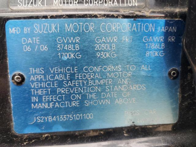 JS2YB413375101100 - 2007 SUZUKI SX4 BLACK photo 12
