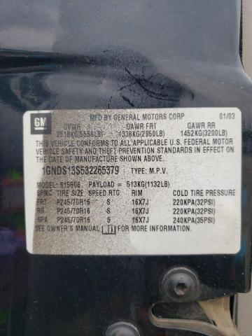 1GNDS13S532265379 - 2003 CHEVROLET TRAILBLAZE BLACK photo 13