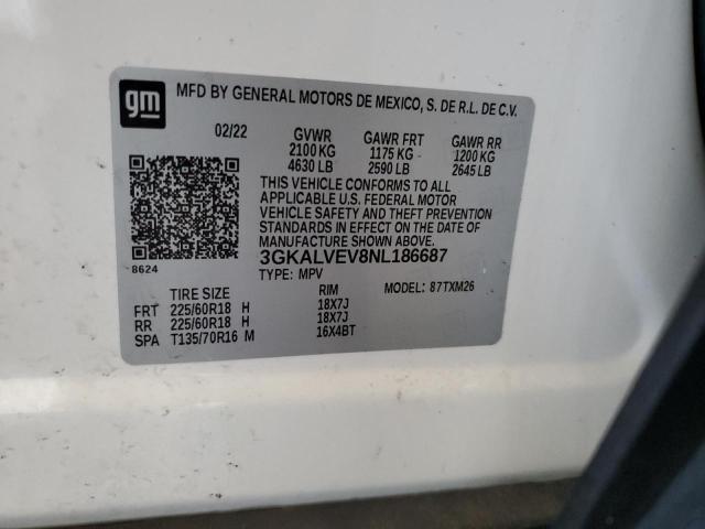 3GKALVEV8NL186687 - 2022 GMC TERRAIN SLT WHITE photo 12