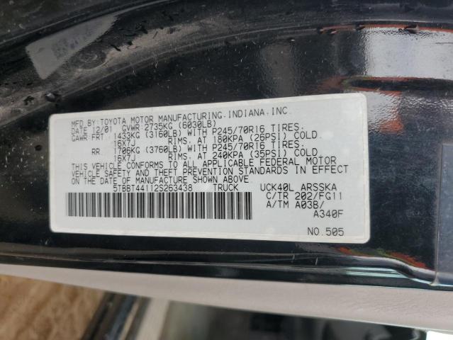 5TBBT44112S263438 - 2002 TOYOTA TUNDRA ACCESS CAB შავი ფოტო 12