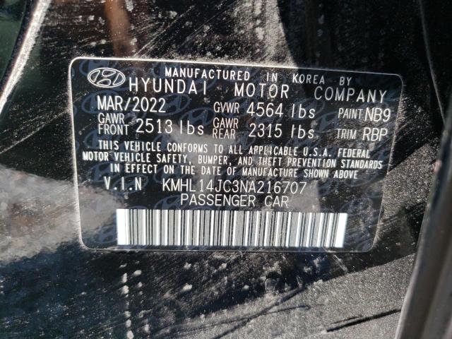 KMHL14JC3NA216707 - 2022 HYUNDAI SONATA N LINE BLACK photo 13