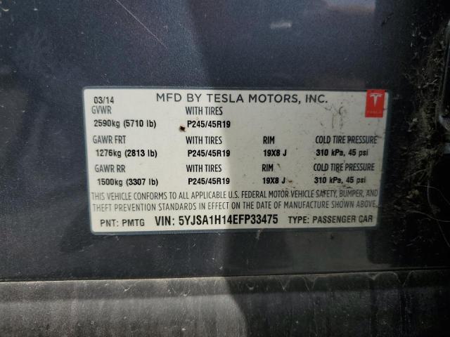 5YJSA1H14EFP33475 - 2014 TESLA MODEL S ვერცხლისფერი ფოტო 13