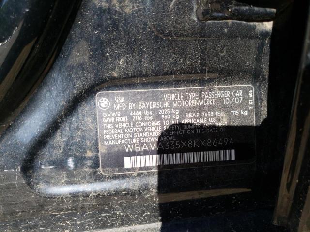WBAVA335X8KX86494 - 2008 BMW 328I I BLACK photo 12