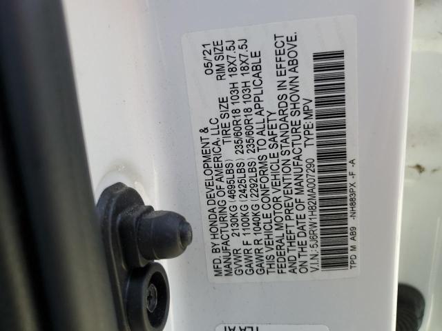 5J6RW1H82MA007290 - 2021 HONDA CR-V EXL WHITE photo 14