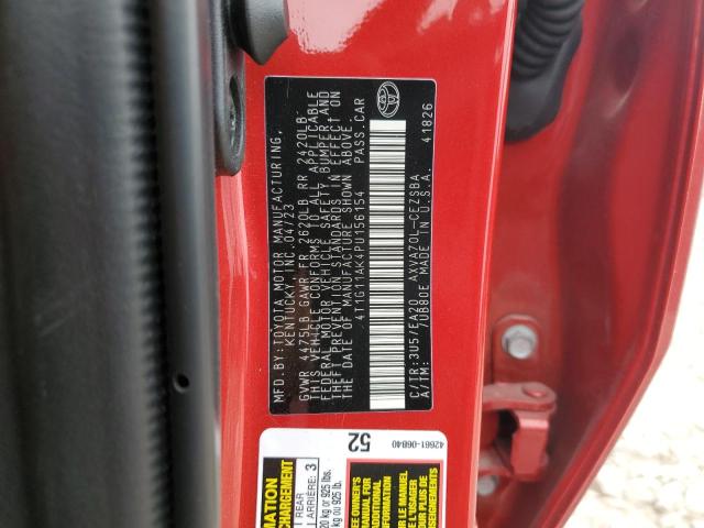 4T1G11AK4PU156154 - 2023 TOYOTA CAMRY SE NIGHT SHADE RED photo 12