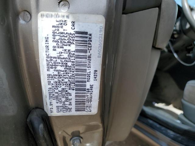 4T1BG22K4XU601361 - 1999 TOYOTA CAMRY CE GOLD photo 12