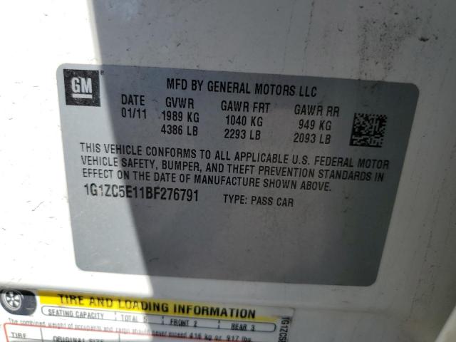 1G1ZC5E11BF276791 - 2011 CHEVROLET MALIBU 1LT 白色 照片 12