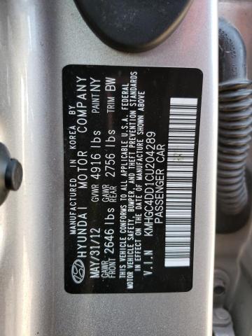 KMHGC4DD1CU204289 - 2012 HYUNDAI GENESIS 3.8L SILVER photo 13