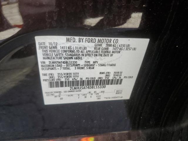 2LMHJ5AT4DBL55330 - 2013 LINCOLN MKT BLACK photo 13