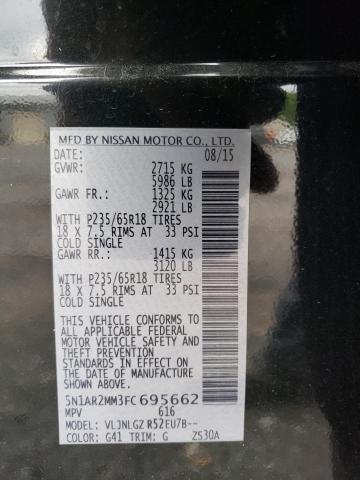 5N1AR2MM3FC695662 - 2015 NISSAN PATHFINDER S 黑色 照片 14