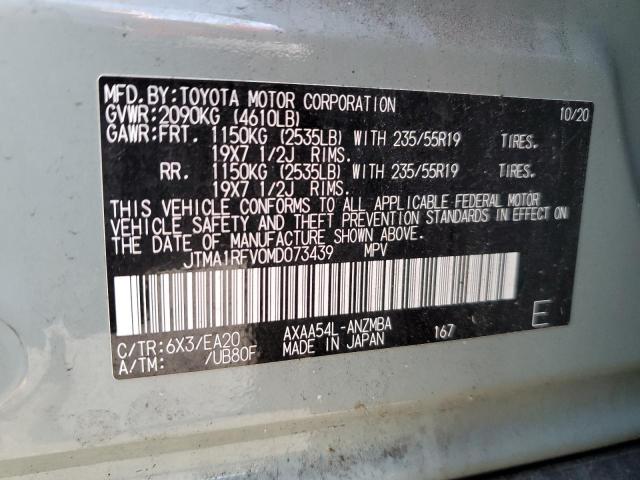 JTMA1RFV0MD073439 - 2021 TOYOTA RAV4 XLE PREMIUM GRAY photo 13