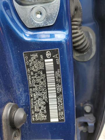 JTDKN3DU1A0240765 - 2010 TOYOTA PRIUS BLUE photo 12