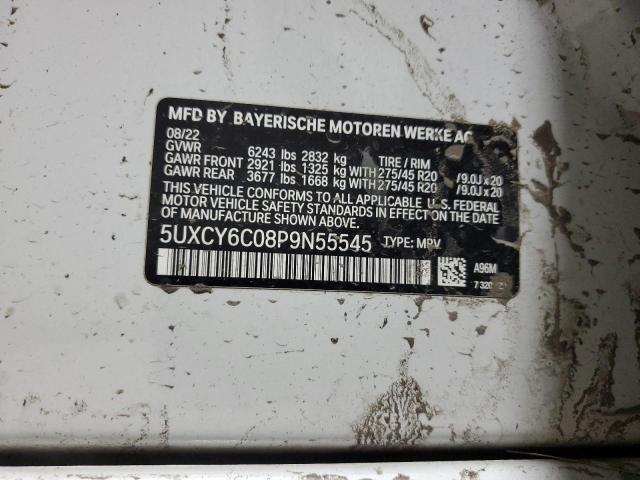 5UXCY6C08P9N55545 - 2023 BMW X6 XDRIVE40I WHITE photo 12