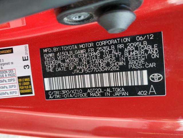 JTKJF5C77D3049282 - 2013 TOYOTA SCION TC 红色 照片 13