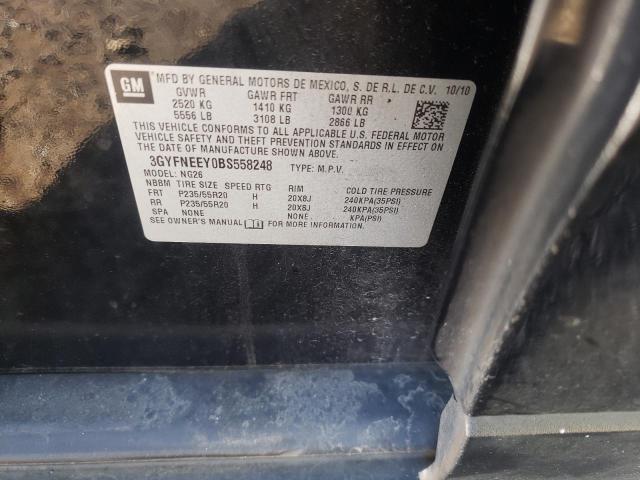 3GYFNEEY0BS558248 - 2011 CADILLAC SRX PERFORMANCE COLLECTION Czarny zdjęcie 12