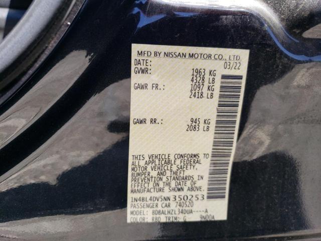 1N4BL4DV5NN350253 - 2022 NISSAN ALTIMA SV GRAY photo 12