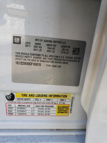 1G1ZC5E09CF166676 - 2012 CHEVROLET MALIBU 1LT WHITE photo 13