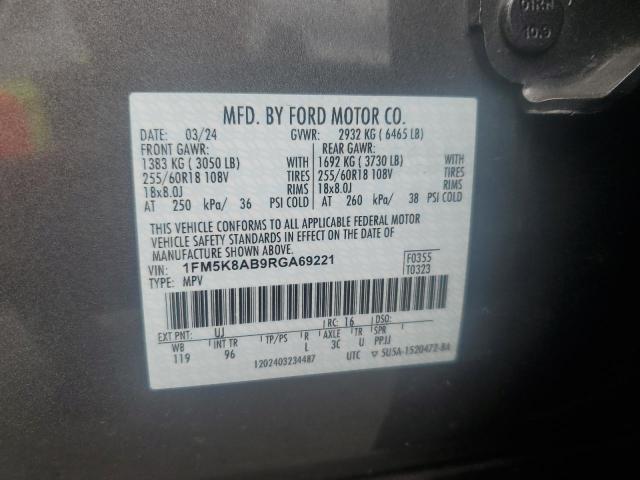 1FM5K8AB9RGA69221 - 2024 FORD EXPLORER POLICE INTERCEPTOR Qara foto 13