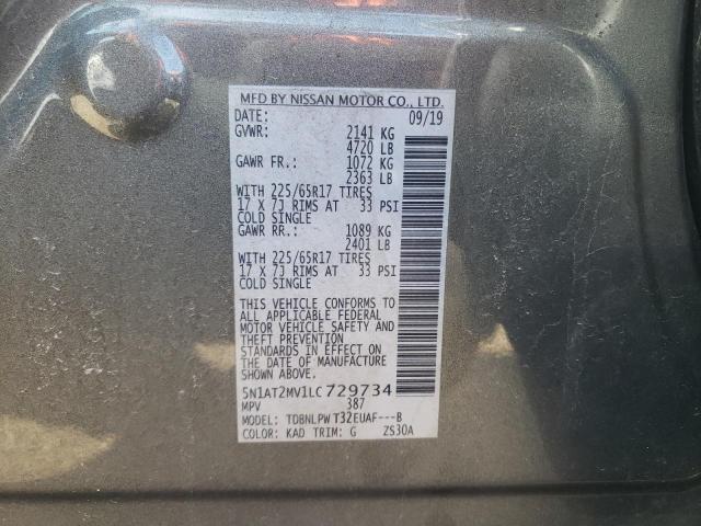 5N1AT2MV1LC729734 - 2020 NISSAN ROGUE S GRAY photo 13