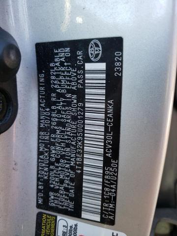 4T1BE32K95U001279 - 2005 TOYOTA CAMRY LE SILVER photo 12
