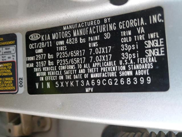 5XYKT3A69CG268399 - 2012 KIA SORENTO BASE SILVER photo 12