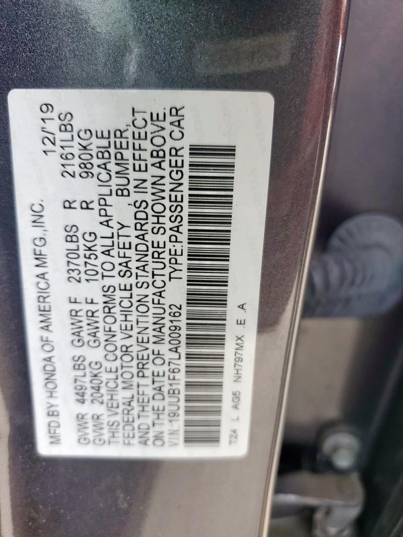 19UUB1F67LA009162 - 2020 ACURA TLX TECHNOLOGY GRAY photo 12