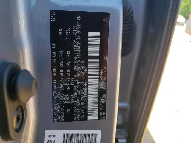 5TDHZRBH0MS078670 - 2021 TOYOTA HIGHLANDER XLE SILVER photo 14