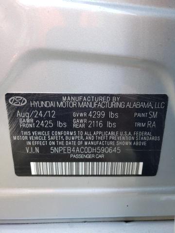 5NPEB4AC0DH590645 - 2013 HYUNDAI SONATA GLS SILVER photo 13