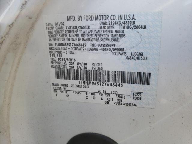 1LNHM86S12Y648445 - 2002 LINCOLN LS 白色 照片 12