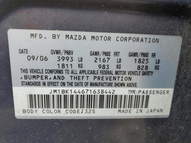 JM1BK144671638442 - 2007 MAZDA 3 HATCHBACK GRAY photo 12