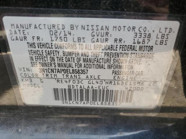 3N1CN7AP0EL858357 - 2014 NISSAN VERSA S BLACK photo 12