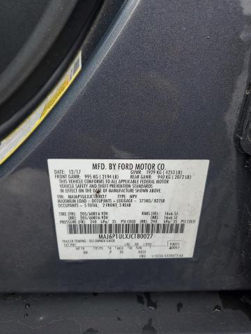 MAJ6P1ULXJC180027 - 2018 FORD ECOSPORT SE ნაცრისფერი ფოტო 13