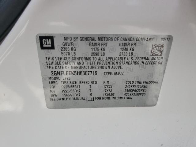 2GNFLEEK5H6307716 - 2017 CHEVROLET EQUINOX LS WHITE photo 14