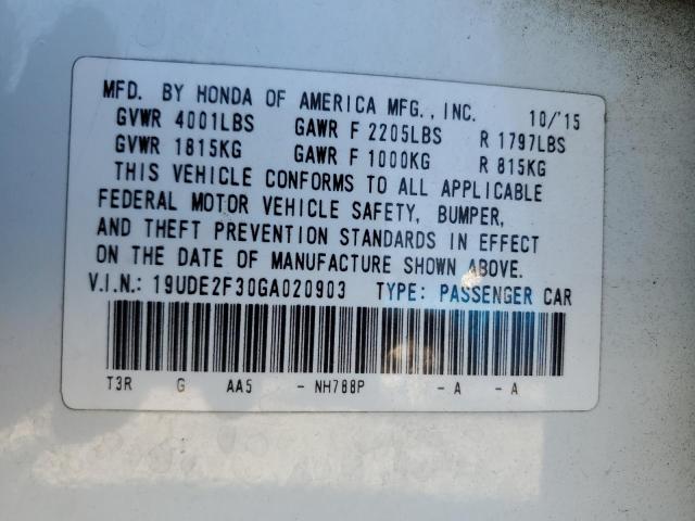 19UDE2F30GA020903 - 2016 ACURA ILX BASE WATCH PLUS WHITE photo 12