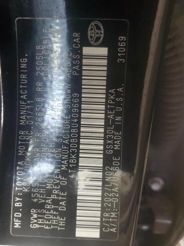 4T1BK3DB0BU409669 - 2011 TOYOTA AVALON BASE BLACK photo 13