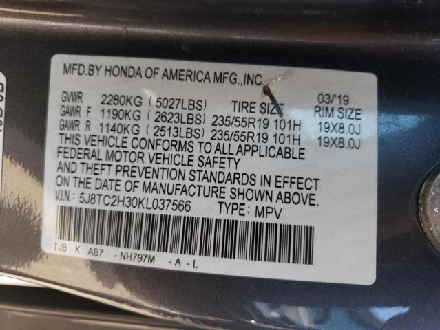 5J8TC2H30KL037566 - 2019 ACURA RDX CHARCOAL photo 14